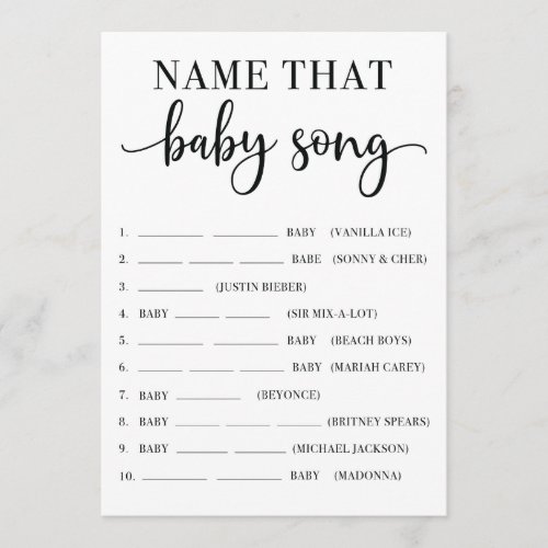 Name That Baby Song Baby Shower Game Program