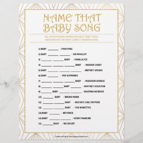 Name That Baby Song Golden Lines Letterhead