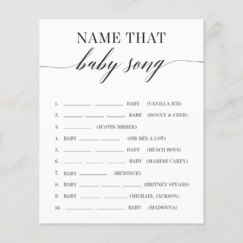 Name That Baby Song Minimalist Baby Shower Game