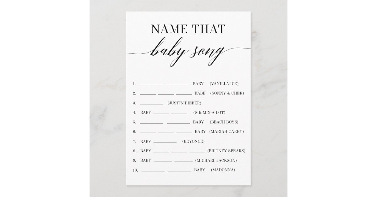 Name That Baby Song Minimalist Baby Shower Game Program | Zazzle