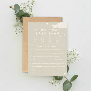 Name that baby song Rustic minimal baby shower gam Invitation