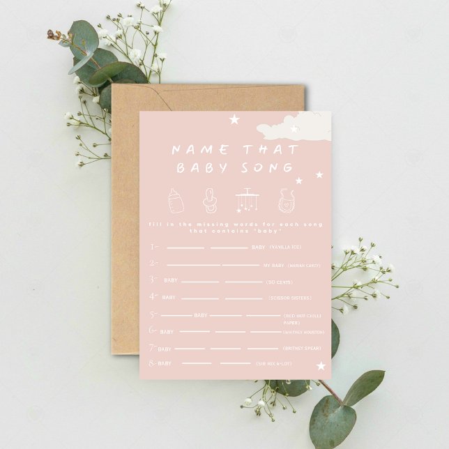 Name that baby song Rustic minimal baby shower gam Invitation (Creator Uploaded)