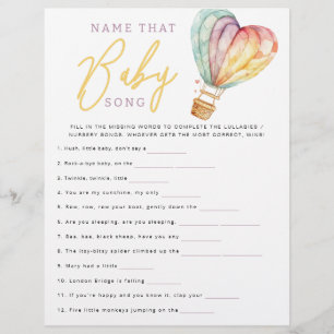 Name That Baby Song Shower Game Sheet