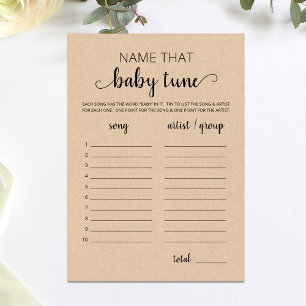 Name that baby tune Baby Shower Game Card