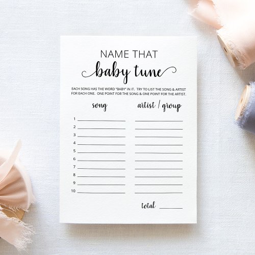 Name that baby tune Baby Shower Game Card