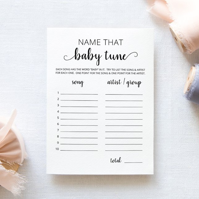 Name that baby tune Baby Shower Game Card (Creator Uploaded)