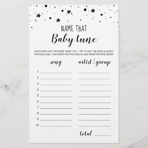 Name that baby tune game Baby Shower party game