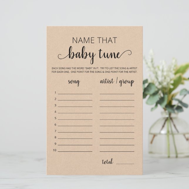Name that baby tune game Baby Shower party game (Standing Front)