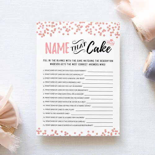 Name that cake with Answers game Card