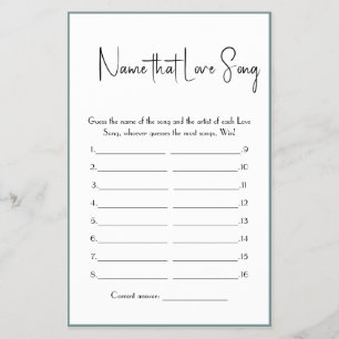 Name that Love Song Shower Game Flyer