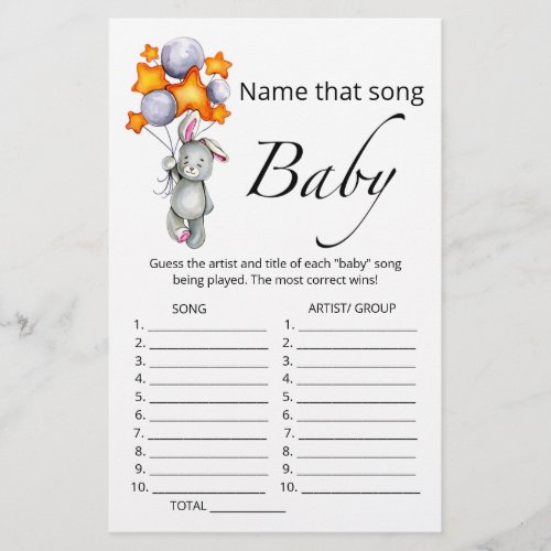 Name that song baby bunny baby shower game