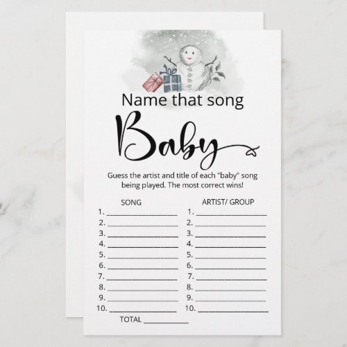 Name that song baby shower game