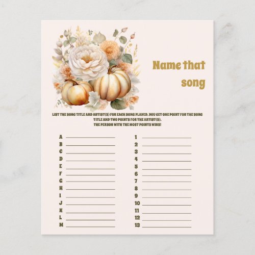 Name that  song Baby Shower Game