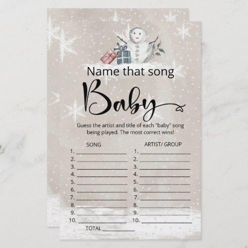 Name that song baby shower game