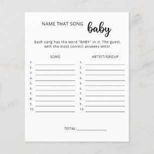 Name that song baby shower game