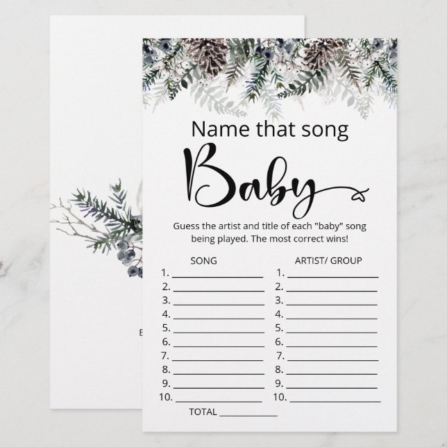 Name that song baby shower game (Front/Back)