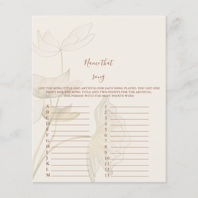 Name that  song Baby Shower Game (Front)