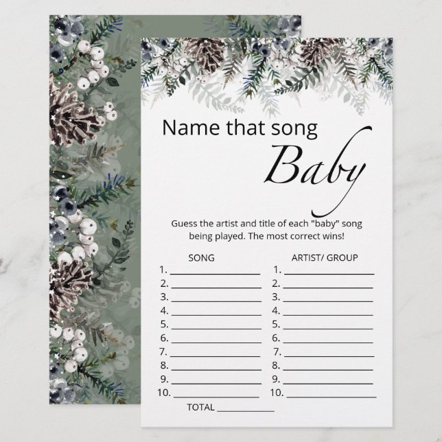 Name that song baby shower game (Front/Back)