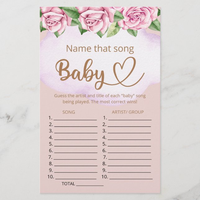Name that song baby shower game (Front)