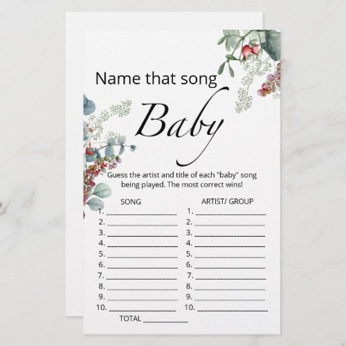 Name that song baby shower game