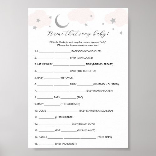 Name that Song Baby Shower Game  Poster