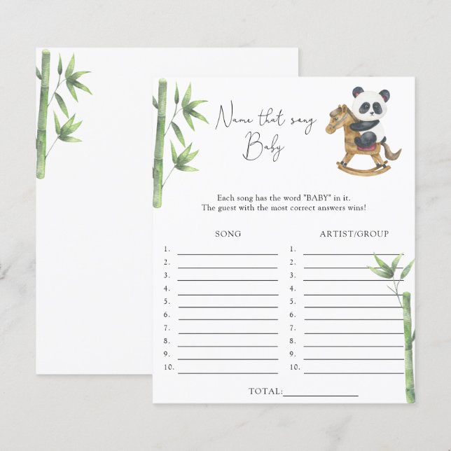 Name that song \ Bear theme baby shower game (Front/Back)