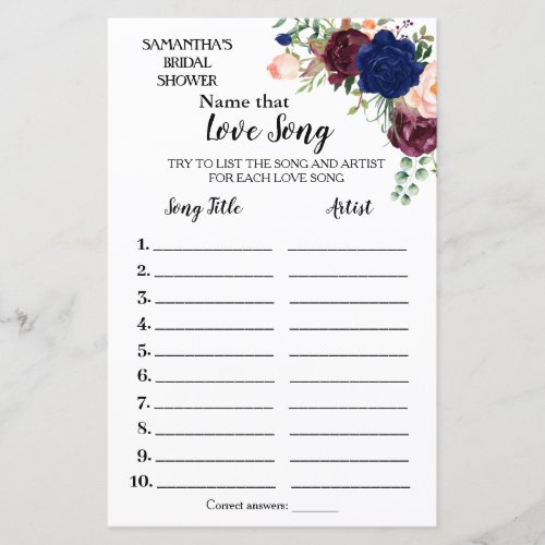 Name that song bridal shower english spanish game