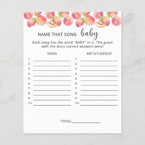 Name that song  Peach baby shower game