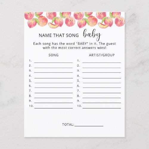 Name that song  Peach baby shower game