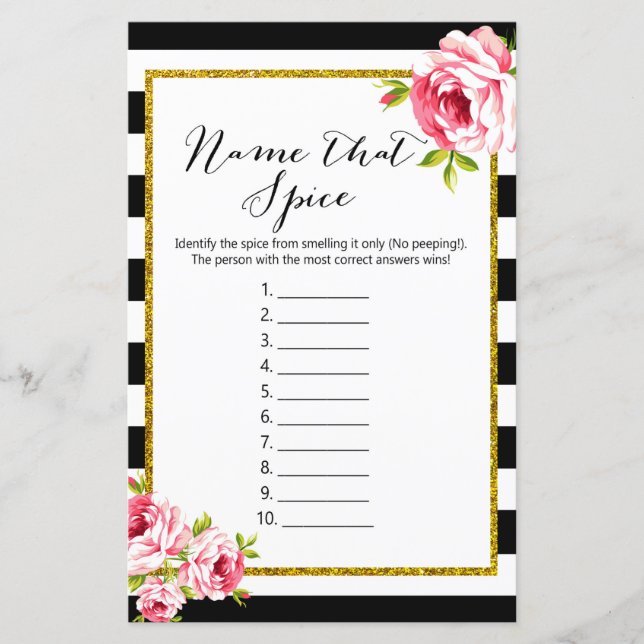Name That Spice - Bridal Shower Game (Front)