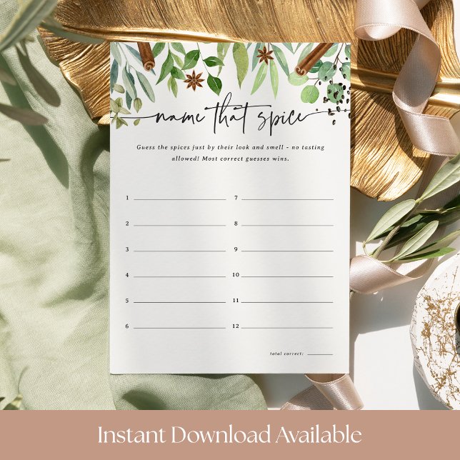 Name That Spice Bridal Shower Game Card (Creator Uploaded)