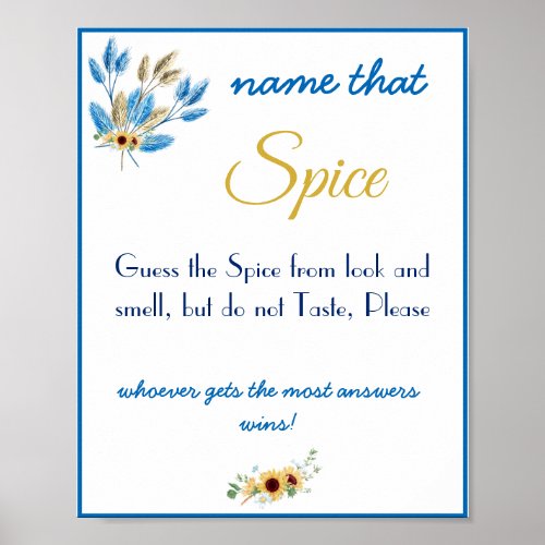 Name that Spice Bridal Shower Game Poster