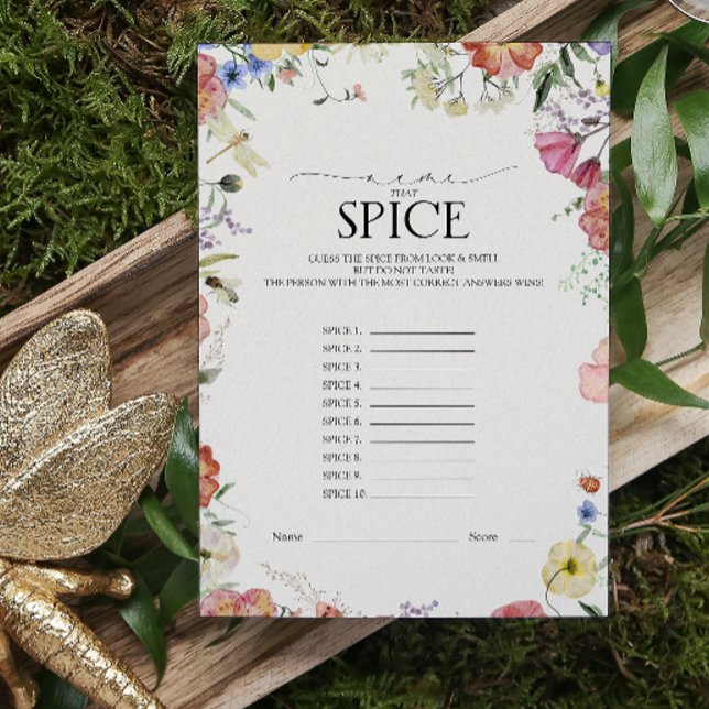 Name That Spice Pressed Floral Bridal Shower Game (Bridal Shower Game!)