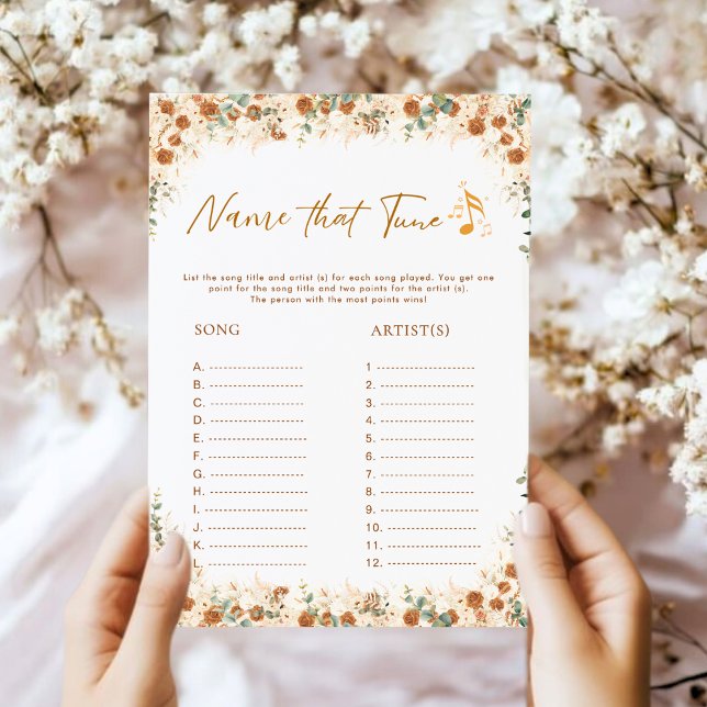 Name That Tune Game | Boho Floral Bridal Shower (Creator Uploaded)
