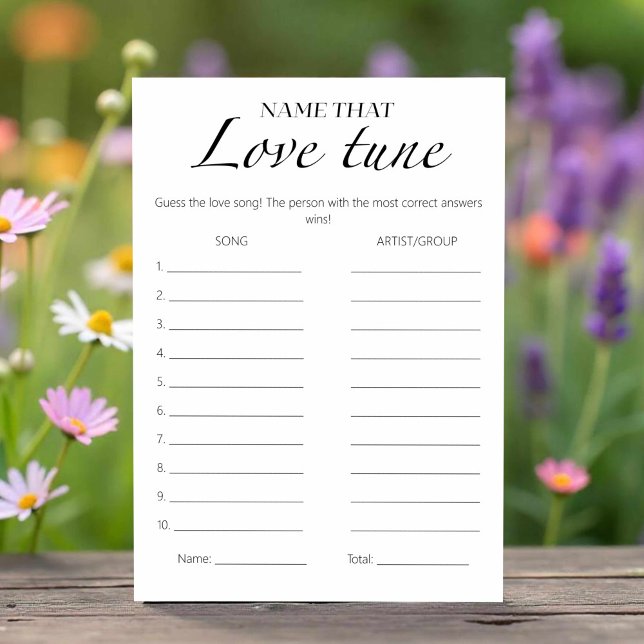 Name That Tune Minimalist Bridal Shower Game Card (Creator Uploaded)