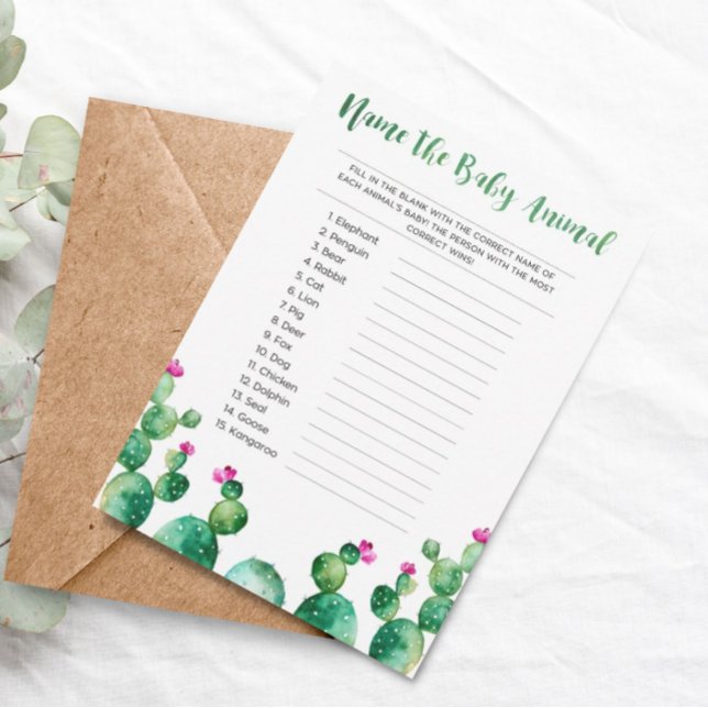 Name the Baby Animal Baby Shower Game Card (Creator Uploaded)