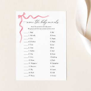 Name the Baby Animals Baby Shower Game Invitation