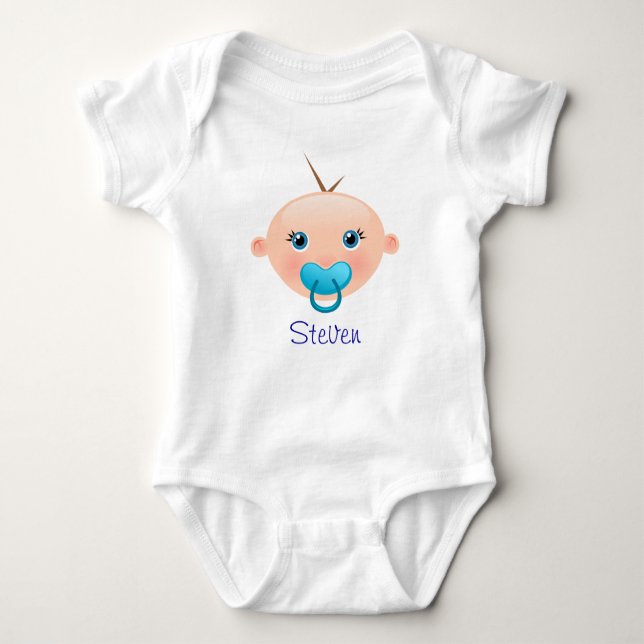 "Name This!" Baby Face Blue - Baby Bodysuit (Front)