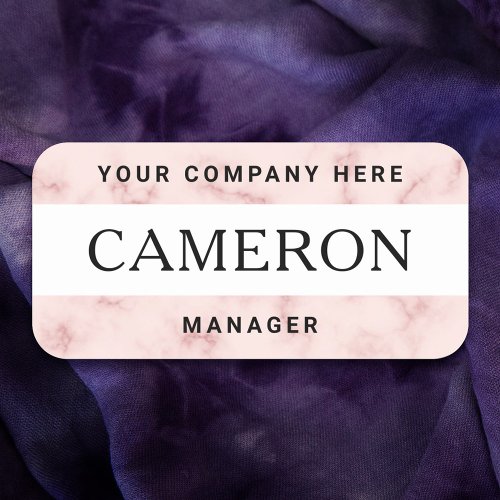 Name title and company name modern pink marble name tag