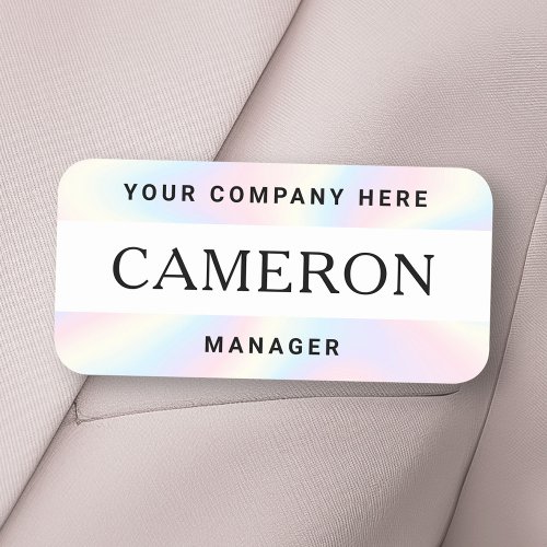 Name title and company name pastel rainbow name tag