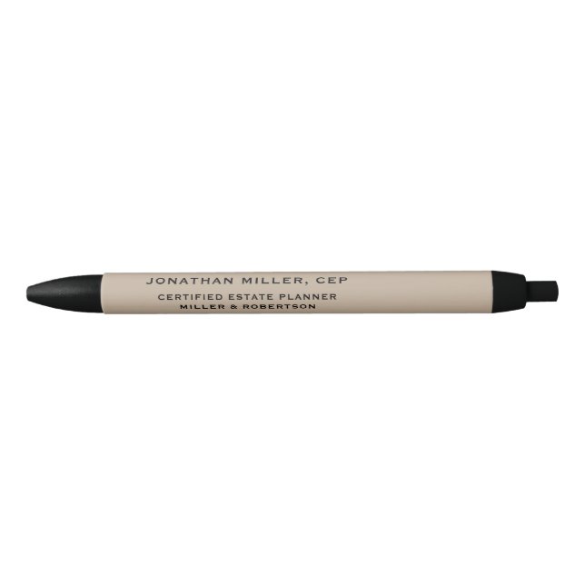 Name Title Company Typographic Beige Pen (Front)