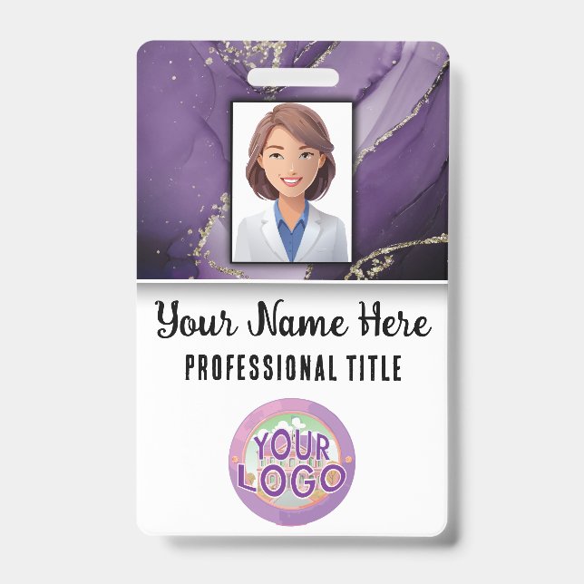 Name Title Logo Nurse Doctor Medical Staff Badge (Front)