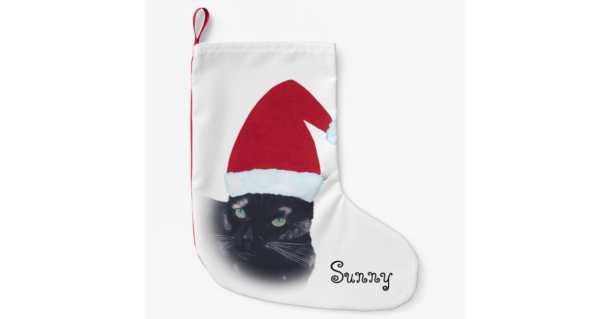 Name Tortoiseshell Cat Santa Christmas Stocking Zazzle Com