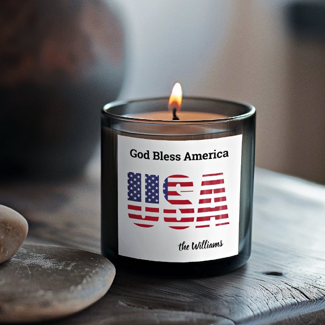 Name, Trendy USA God Bless America 3 or 1.5-in Square Sticker (Creator Uploaded)