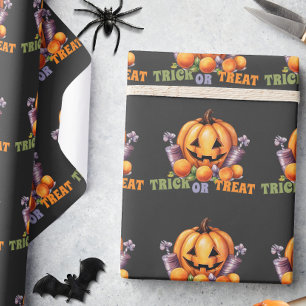 Name Trick or Treat Spooky Pumpkin Halloween Candy Wrapping Paper
