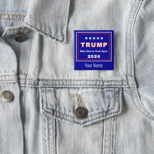 Name Trump MAGA 2024 2_in Square Button Pin