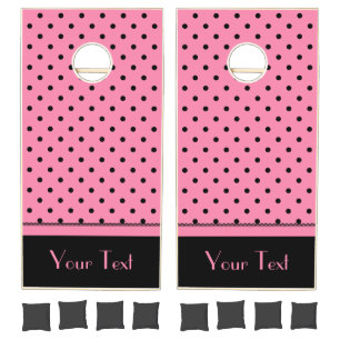 Name Tube Sock Black Polka Dots hot pink Cornhole Set
