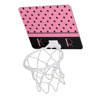 Name Tube Sock Black Polka Dots hot pink Mini Basketball Hoop