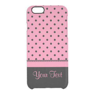 Name Tube Sock Black Polka Dots hot pink Clear iPhone 6/6S Case
