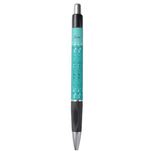 Name turquoise baby bottle rattle pacifier stork pen